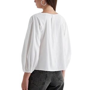 Express Blouse Balloon Sleeve Cropped White XL Preppy Old Money Cottage Costal